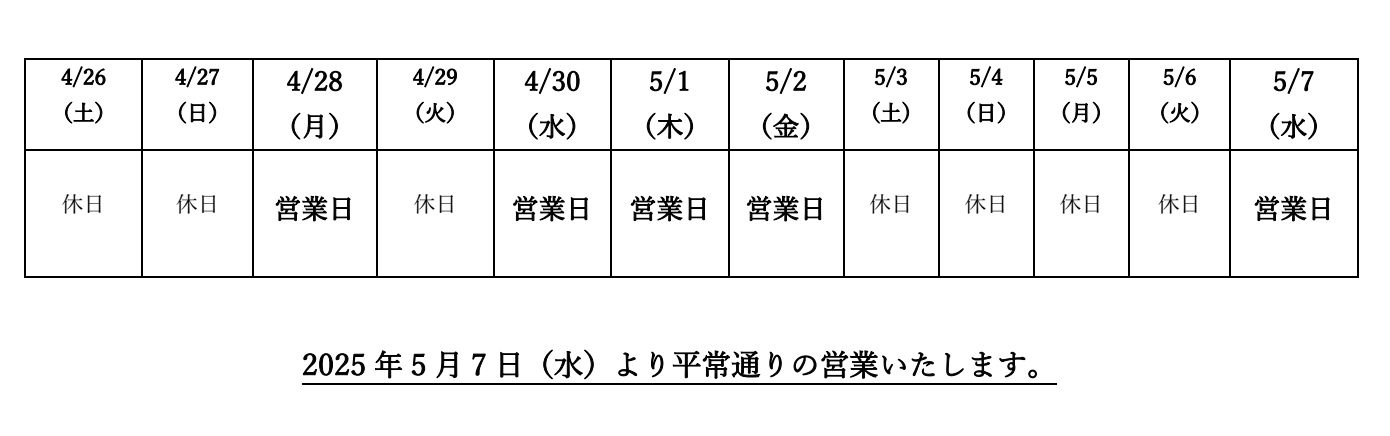 GW休暇表